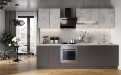 Kuchyňská sestava Campari 280 cm – šedá lava / světlý beton atelier