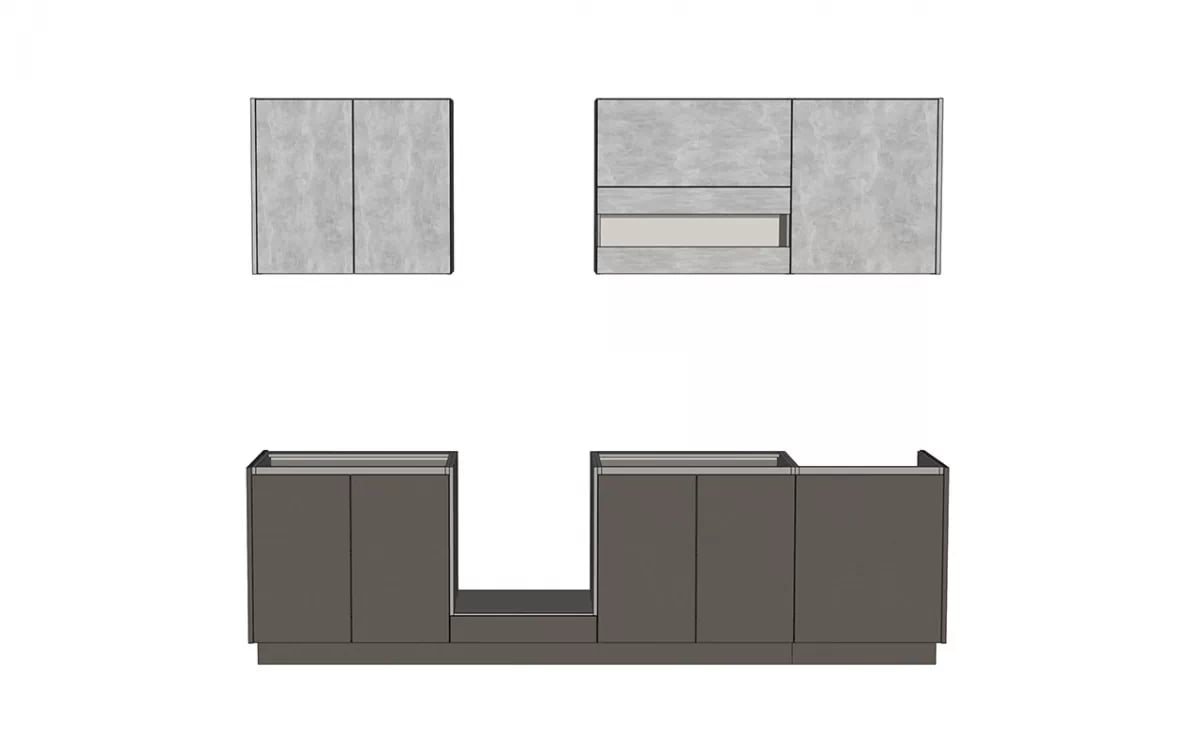 Kuchyňská sestava Campari 280 cm – šedá lava / světlý beton atelier Komplet nábytku kuchennych Campari 280cm - šedá lava / beton světlý atelier