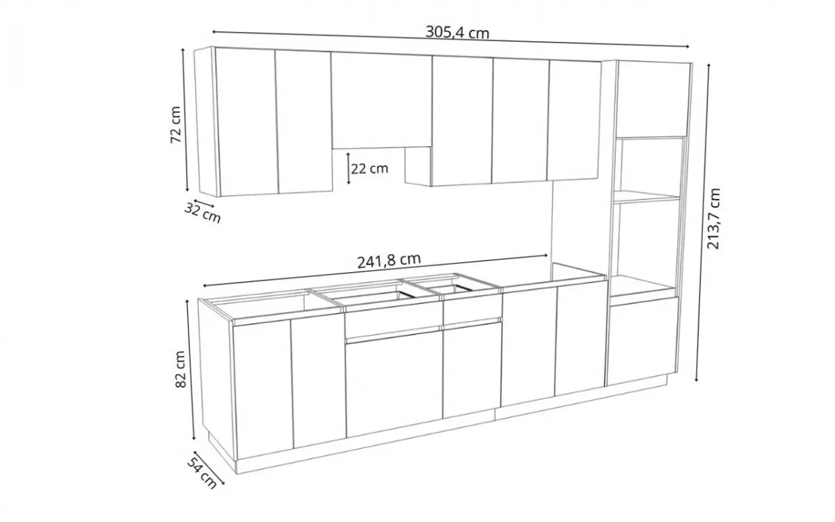 Kuchyňská sestava Campari 300 cm – přírodní hikora / písková béžová Komplet nábytku kuchennych Campari 300cm - hikora přírodní / béžová Pískový