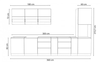 Kuchynská zostava Campari 360 cm – sivý mat Komplet nábytku kuchynského Campari 360cm - šedý mat