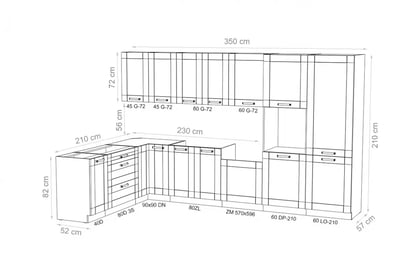 Komplet nábytku kuchennych Framilo 210x350cm - bílá Komplet nábytku kuchennych Framilo 210x350cm - bílá