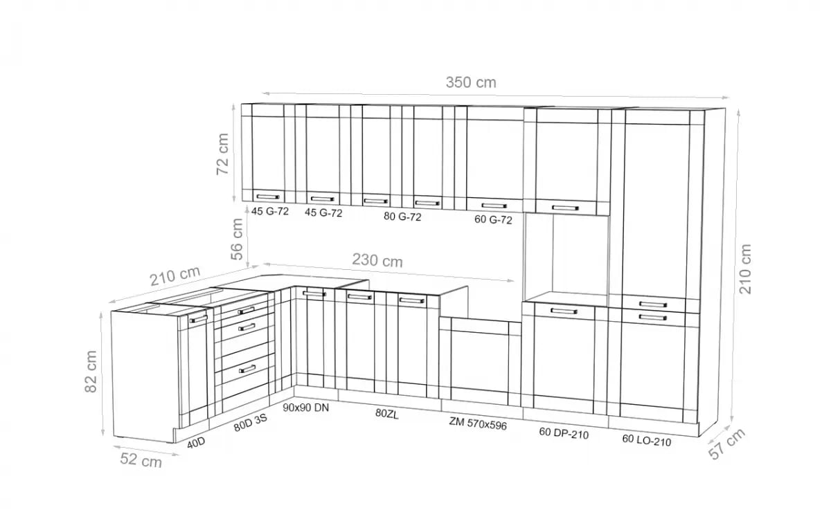 Komplet nábytku kuchennych Framilo 210x350cm - bílá Komplet nábytku kuchennych Framilo 210x350cm - bílá