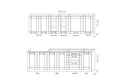 Komplet nábytku kuchennych Framilo 260cm - bílá Komplet nábytku kuchennych Framilo 260cm - bílá