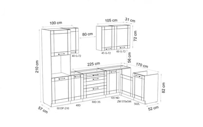 Komplet nábytku kuchennych Framilo 285x170cm - bílá Komplet nábytku kuchennych Framilo 285x170cm - bílá