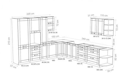 Komplet nábytku kuchennych Framilo 310x340cm - bílá Komplet nábytku kuchennych Framilo 310x340cm - bílá