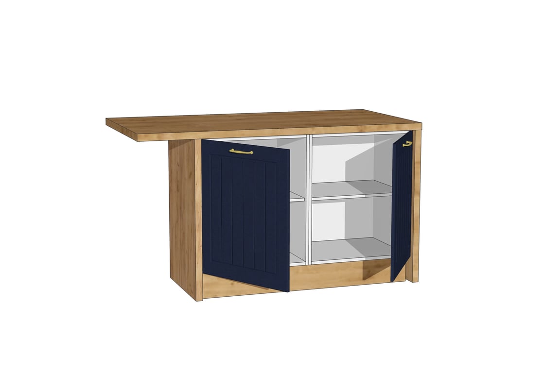 Kuchyňská sestava Kammono F 252x423 cm - modrá / dub arlington Komplet nábytku kuchennych Kammono F 152x423cm - námořnická modrá / dub arlington