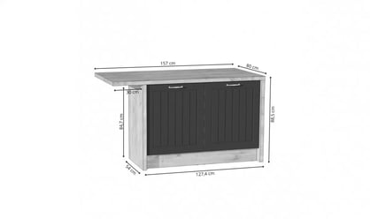 Kuchyňská sestava Kammono F 252x423 cm - modrá / dub arlington Komplet nábytku kuchennych Kammono F 152x423cm - námořnická modrá / dub arlington
