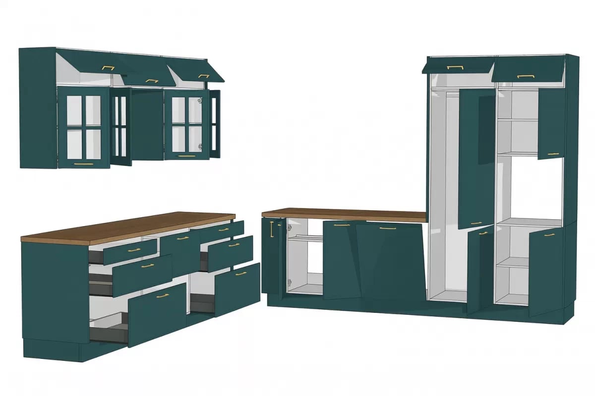 Kuchynská zostava Kammono F 243x283 cm - morská Komplet nábytku kuchynského Kammono F 243x283cm - Morský