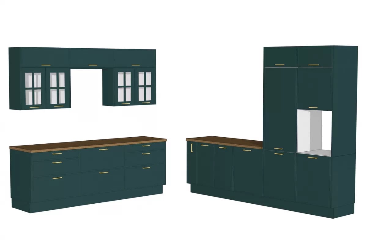 Kuchynská zostava Kammono F 243x283 cm - morská Komplet nábytku kuchynského Kammono F 243x283cm - Morský