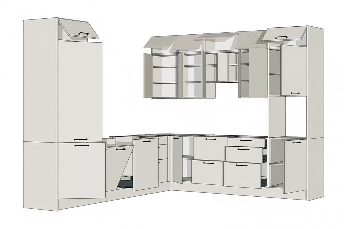 Kuchynská zostava Kammono F 320x280 cm - kašmírová / bridlicová Komplet nábytku kuchynského Kammono F 320x280cm - kašmír / skalny