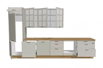 Kuchyňská sestava Kammono 386 cm - kamenná Komplet nábytku kuchennych Kammono F 386 cm - skalny 