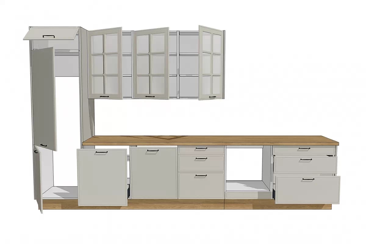 Kuchyňská sestava Kammono 386 cm - kamenná Komplet nábytku kuchennych Kammono F 386 cm - skalny 