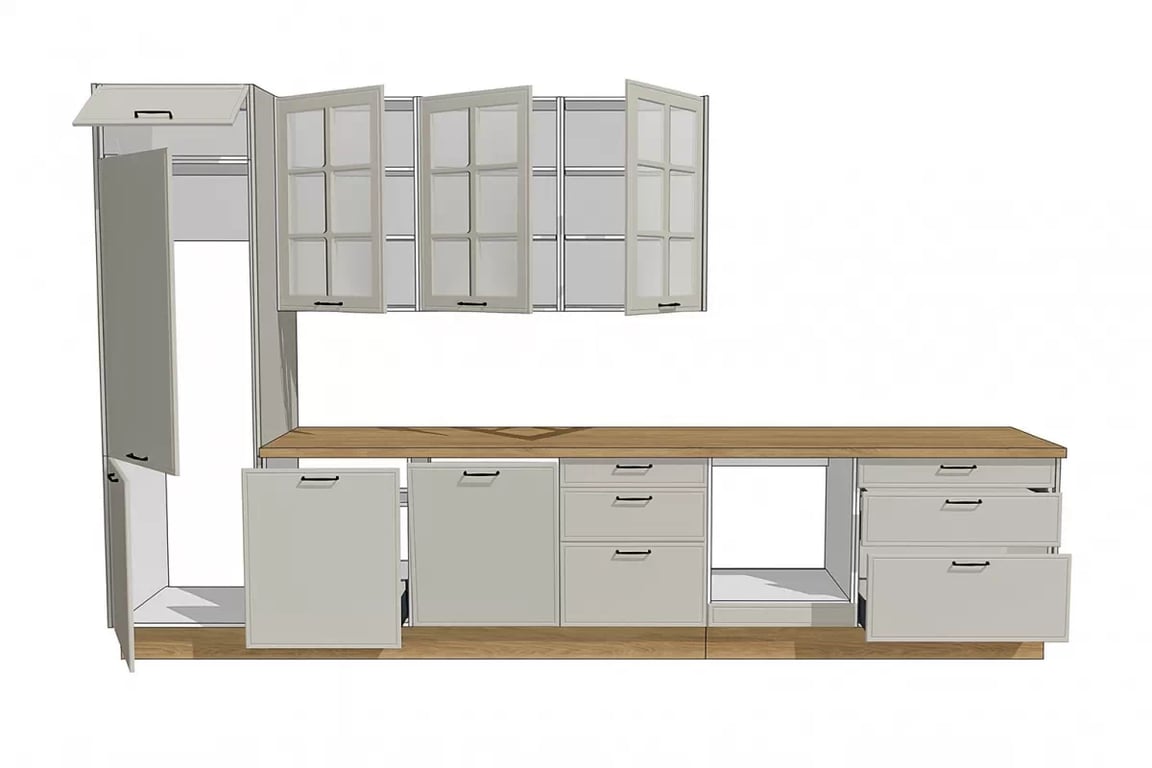Kuchyňská sestava Kammono 386 cm - kamenná Komplet nábytku kuchennych Kammono F 386 cm - skalny 
