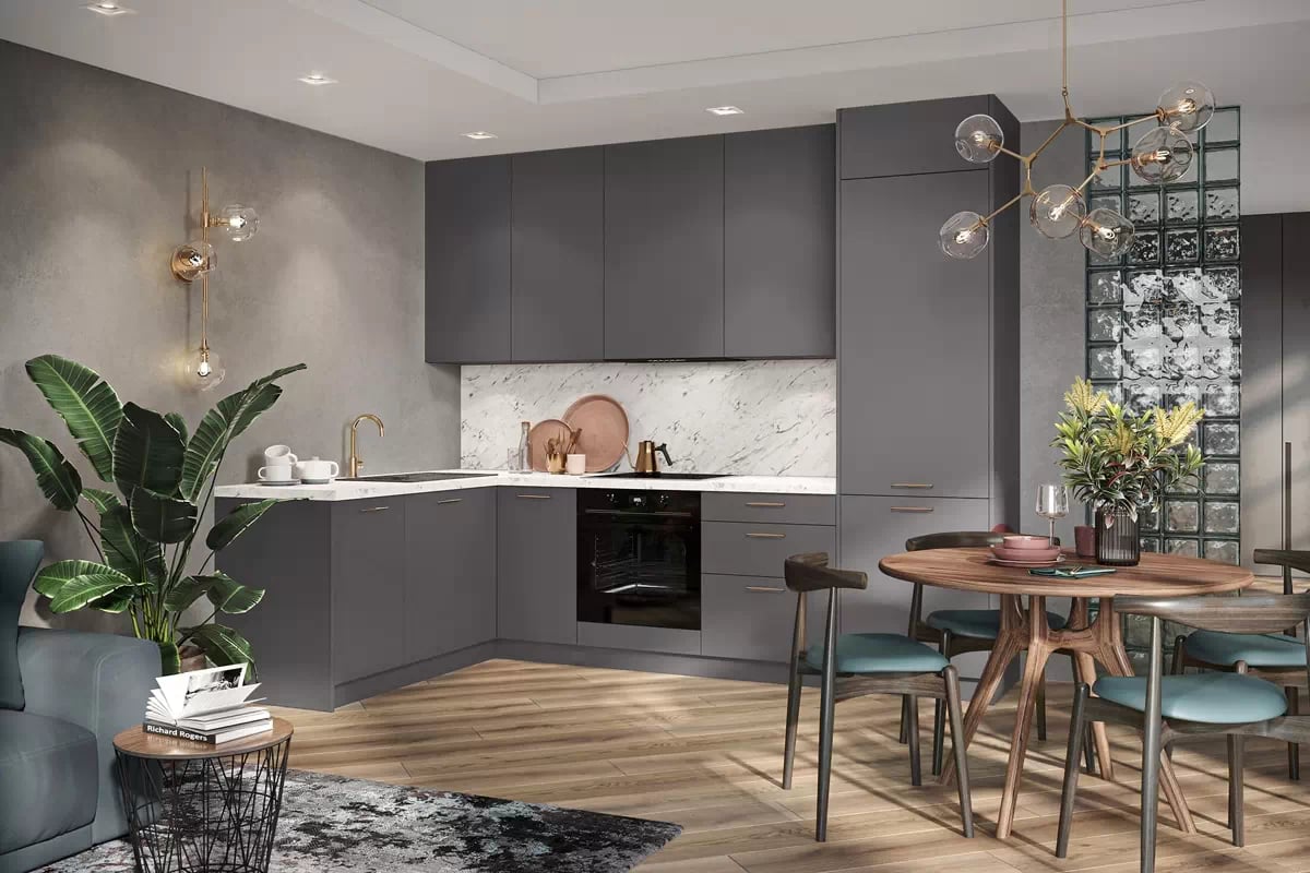 Kuchynská zostava Kammono M4 170x270 cm - royal grey Komplet nábytku kuchynského Kammono M4 170x270cm - royal grey