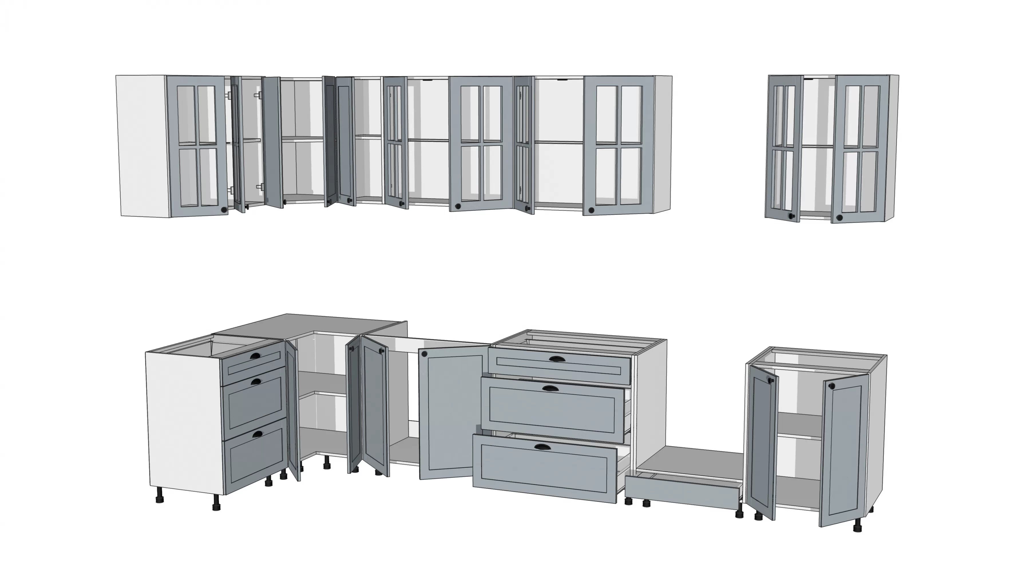 Komplet nábytku kuchynského Linea 150x370cm - šedý grey - Limitovaná ponuka Komplet nábytku kuchynského Linea 150x370cm - šedý grey