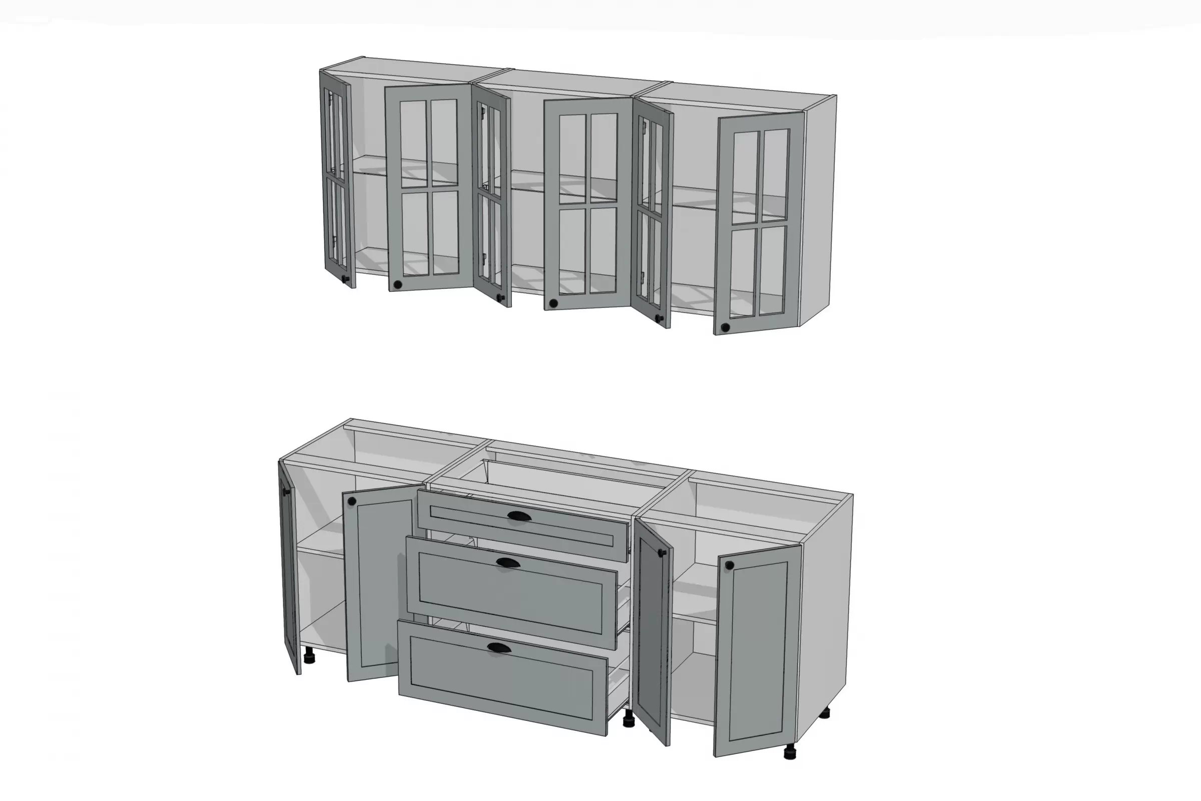 Komplet nábytku kuchynského Linea 200cm - šedý grey Komplet nábytku kuchynského Linea 200cm - šedý grey