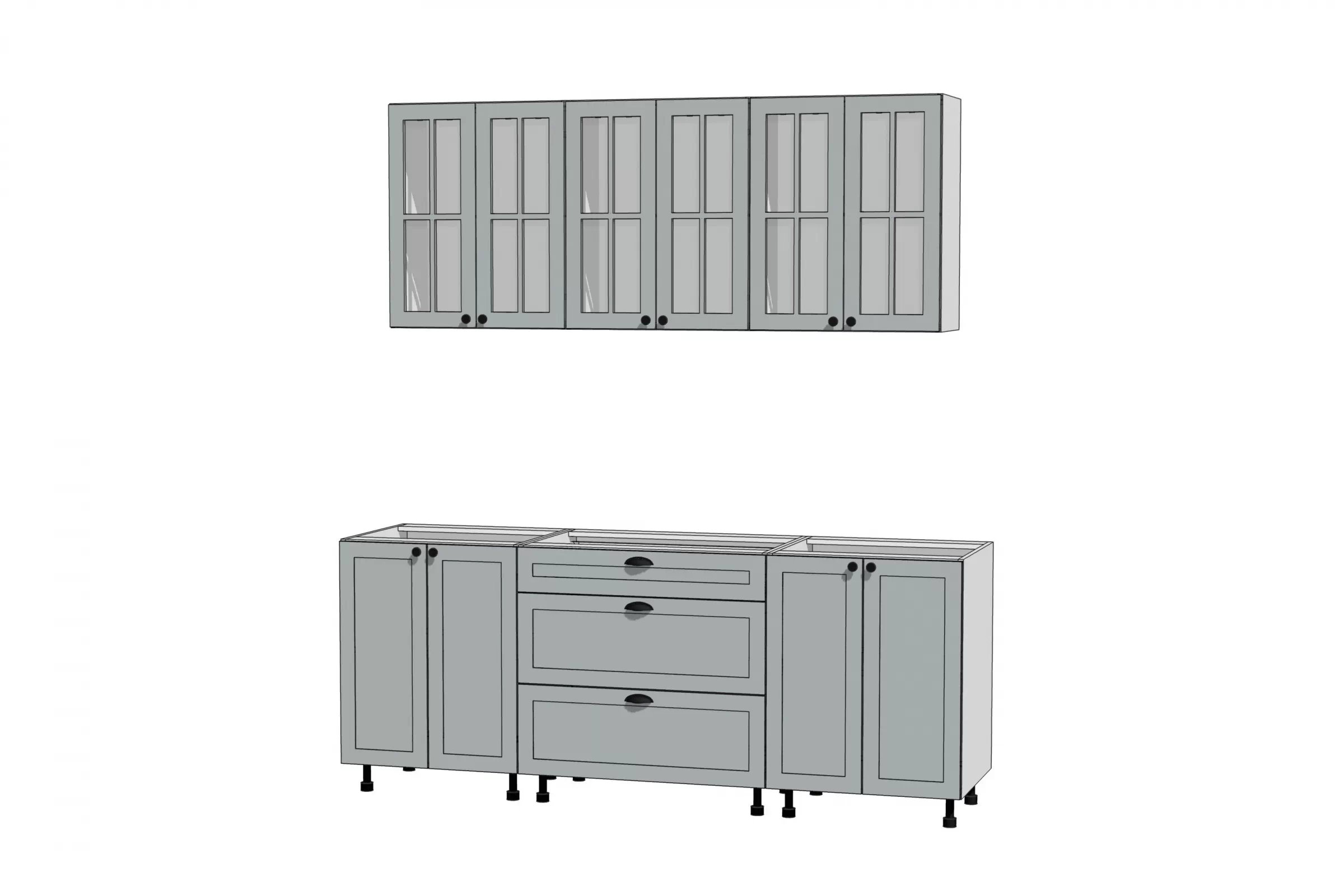 Komplet nábytku kuchynského Linea 200cm - šedý grey Komplet nábytku kuchynského Linea 200cm - šedý grey