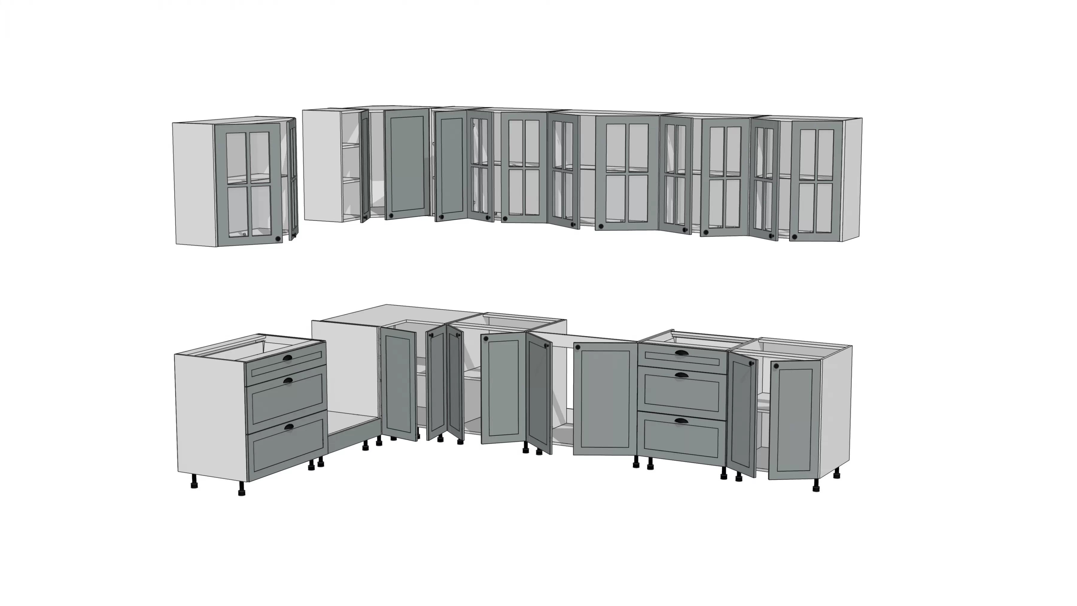 Komplet nábytku kuchynského Linea 230x350cm - šedý grey - Limitovaná ponuka Komplet nábytku kuchynského Linea 210x350cm - šedý grey