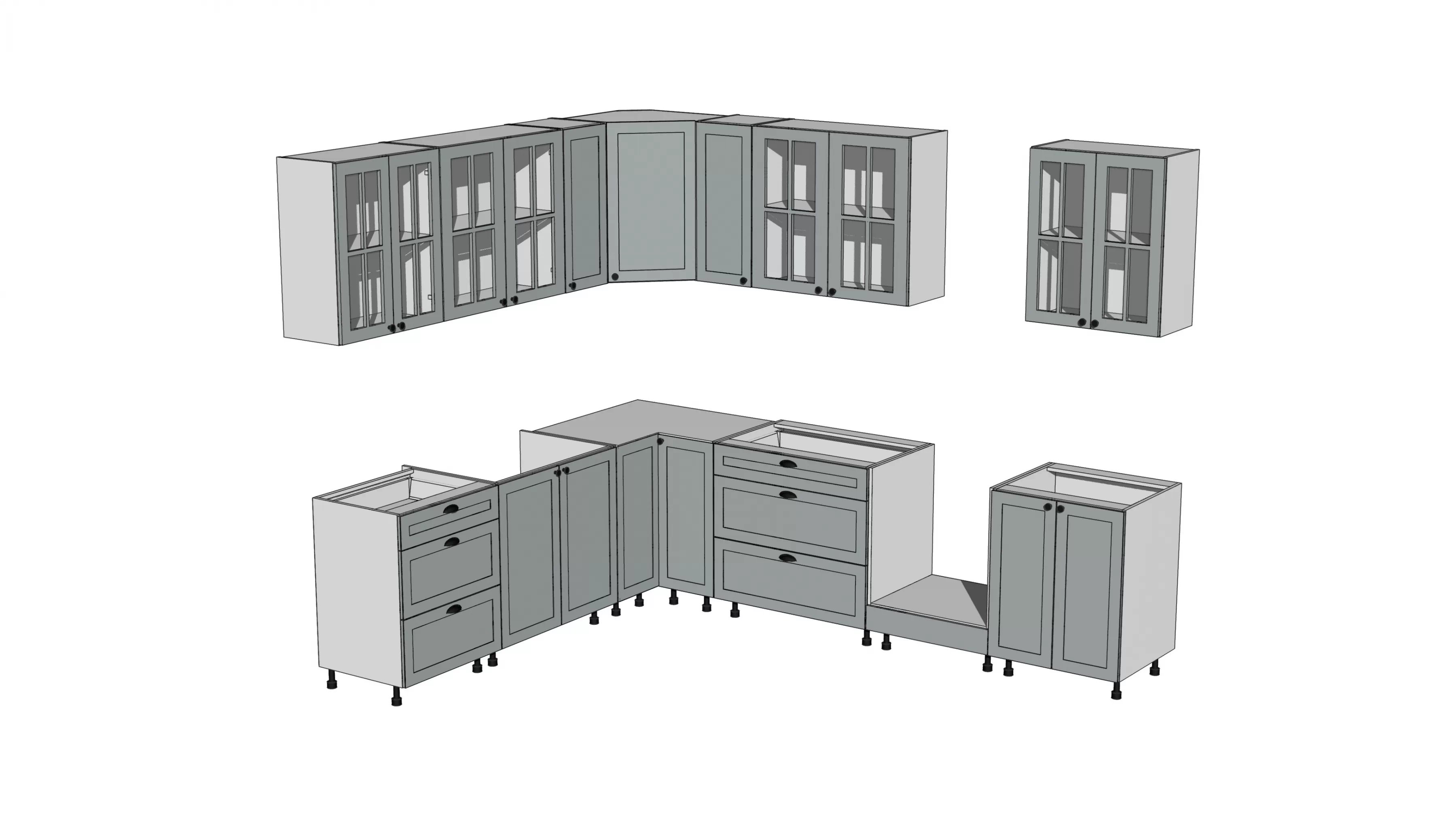 Komplet nábytku kuchynského Linea 230x290cm - šedý grey - Limitovaná ponuka Komplet nábytku kuchynského Linea 230x290cm - šedý grey