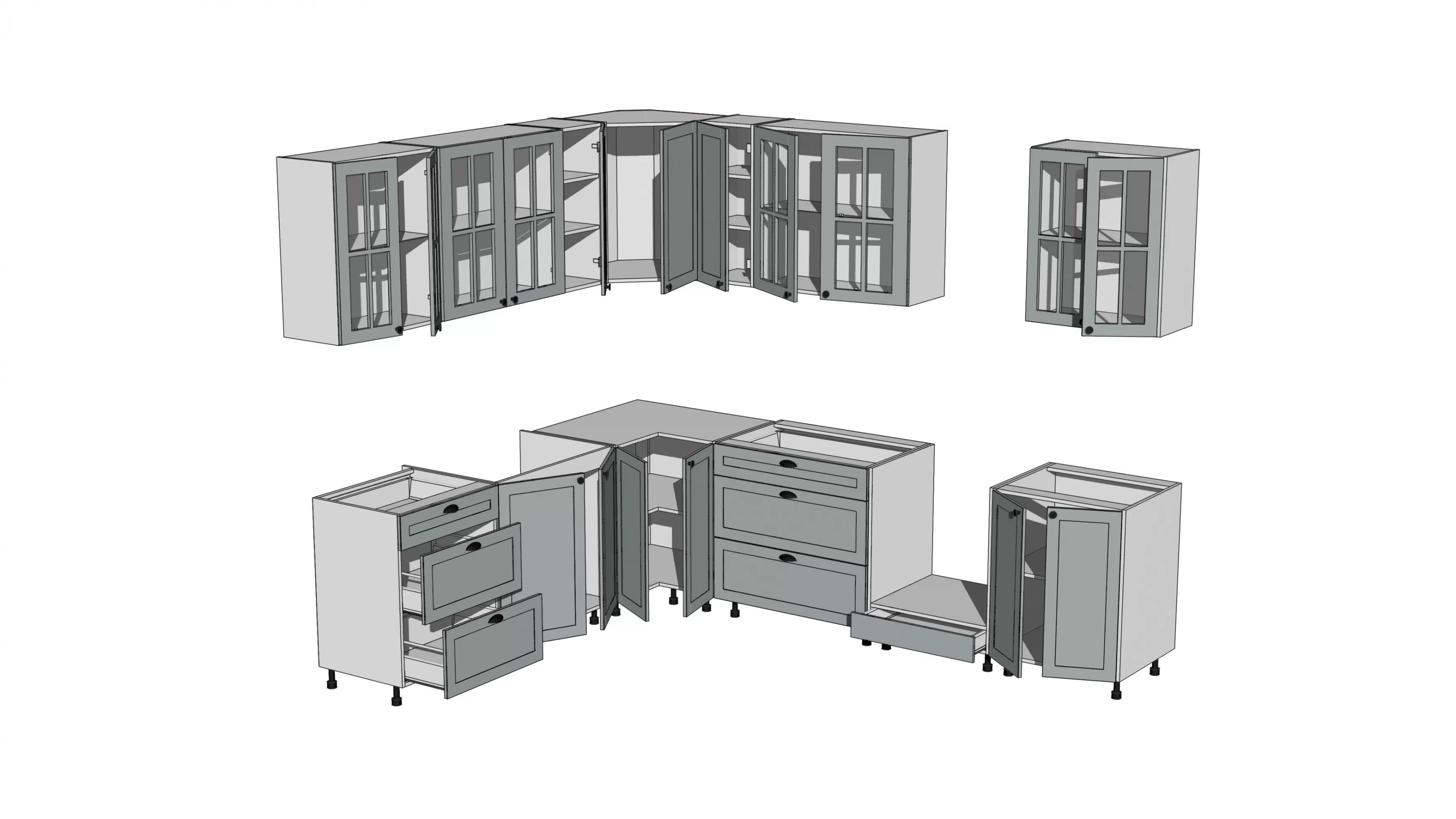 Komplet nábytku kuchynského Linea 230x290cm - šedý grey - Limitovaná ponuka Komplet nábytku kuchynského Linea 230x290cm - šedý grey