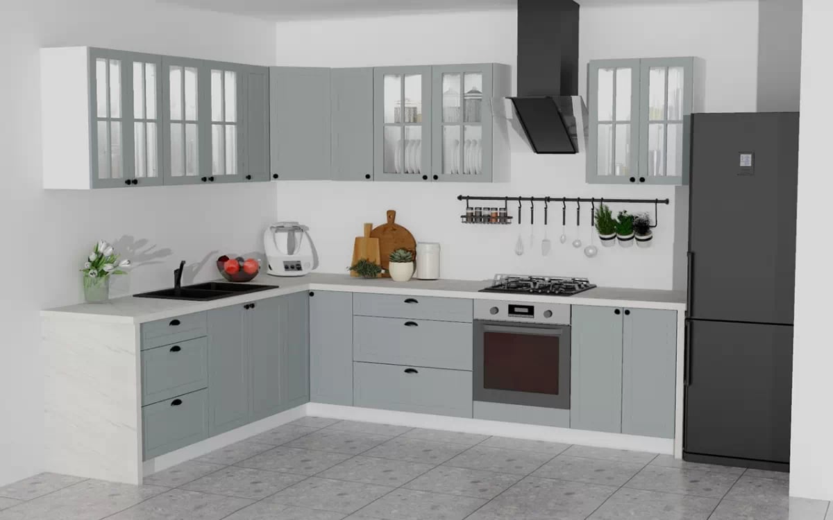 Komplet nábytku kuchynského Linea 230x290cm - šedý grey - Limitovaná ponuka Komplet nábytku kuchynského Linea 230x290cm - šedý grey