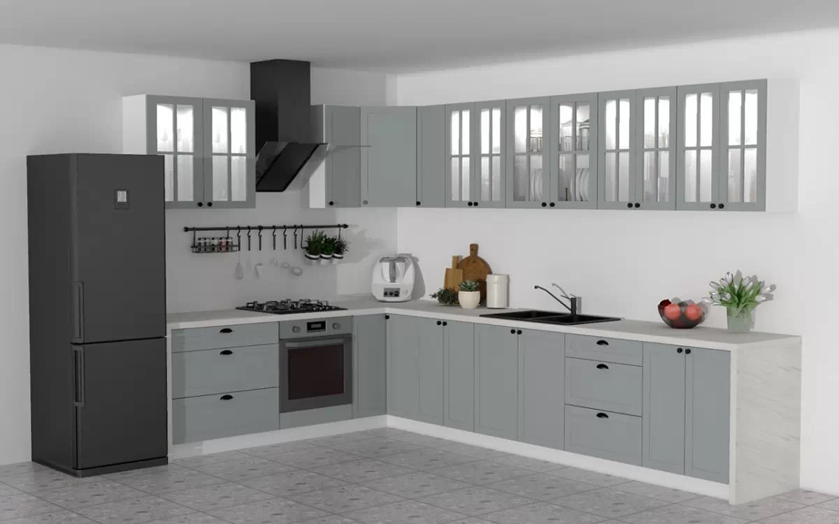 Komplet nábytku kuchynského Linea 230x350cm - šedý grey - Limitovaná ponuka Komplet nábytku kuchynského Linea 230x350cm - šedý grey