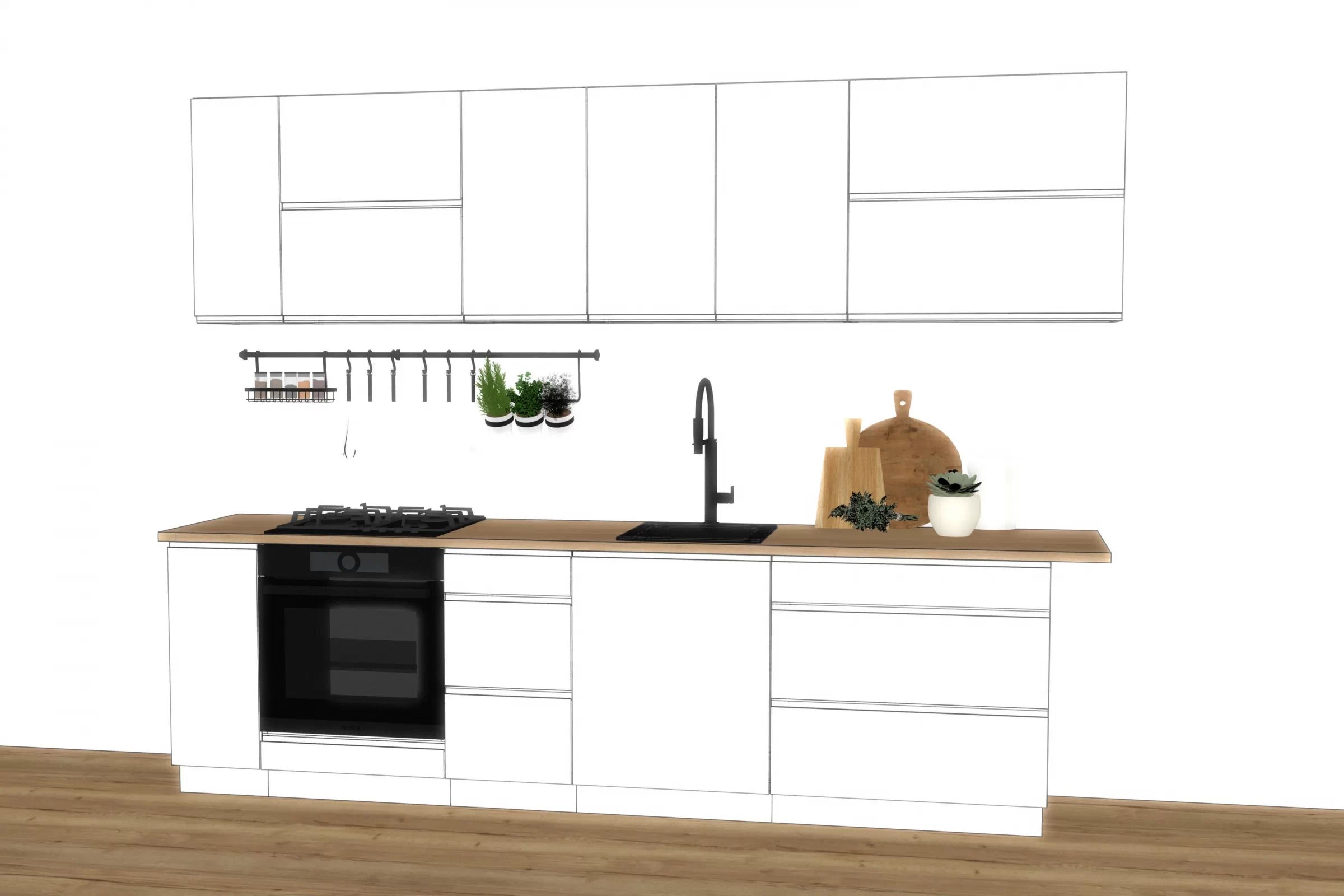 Komplet nábytku kuchennych Livia 290cm - bílý mat - Omezená nabídka Komplet nábytku kuchennych Livia 290cm - bílý mat - Omezená nabídka