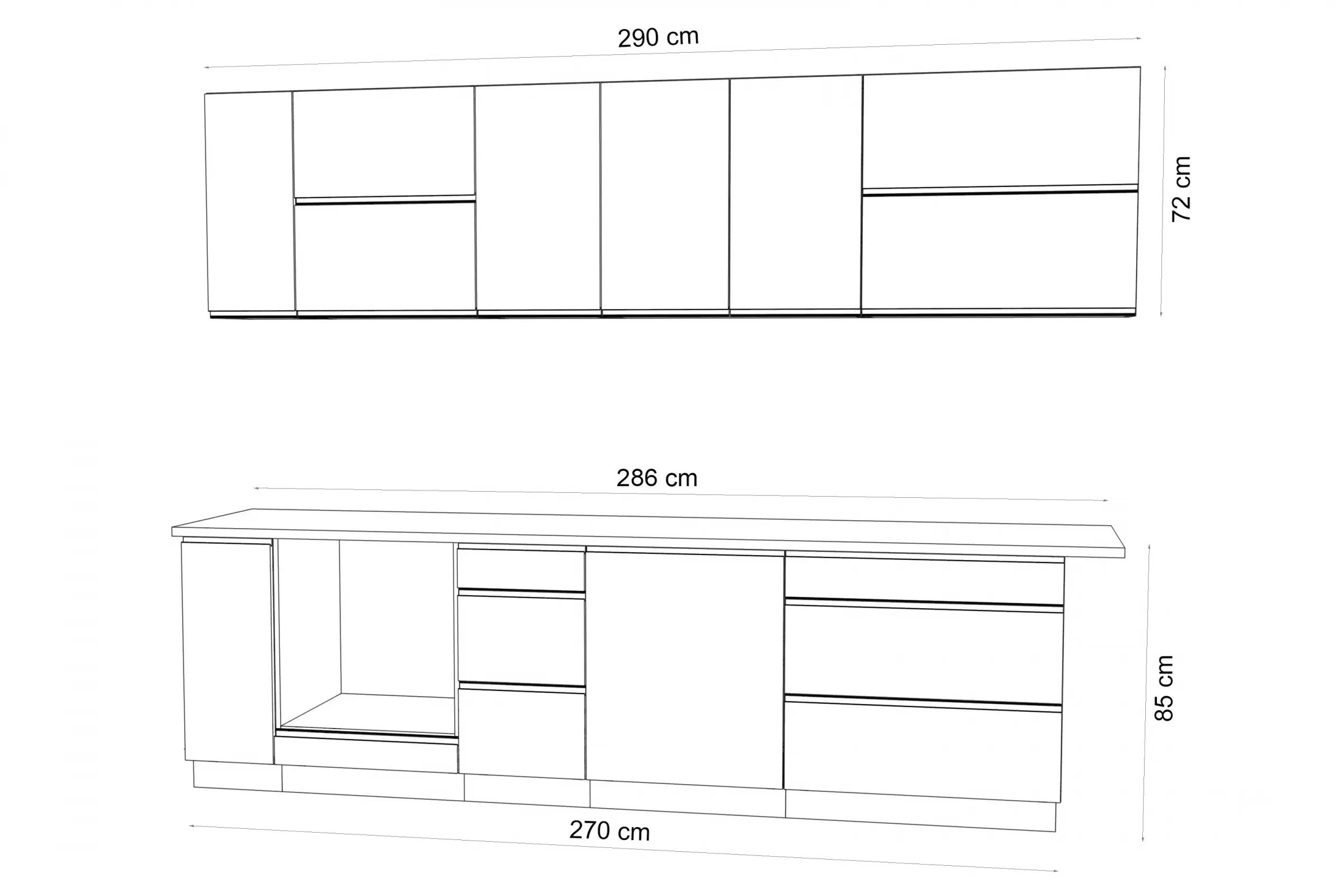 Komplet nábytku kuchennych Livia 290cm - bílý mat - Omezená nabídka Komplet nábytku kuchennych Livia 290cm - bílý mat - Omezená nabídka