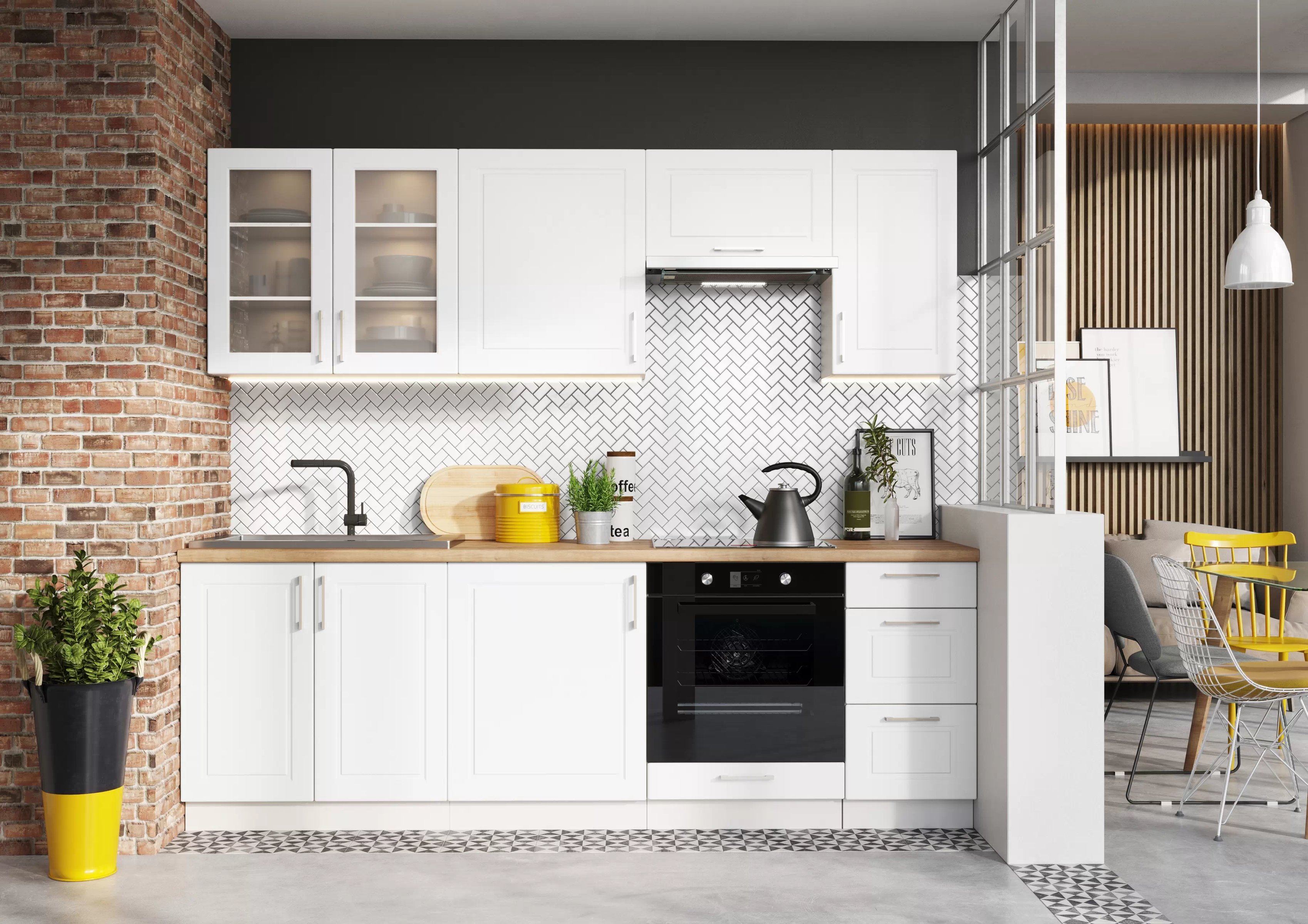 Komplet nábytku kuchennych Natalia 240cm z DK60 - bílý lesk Komplet nábytku kuchennych Natalia 240cm z DK60 - bílý lesk