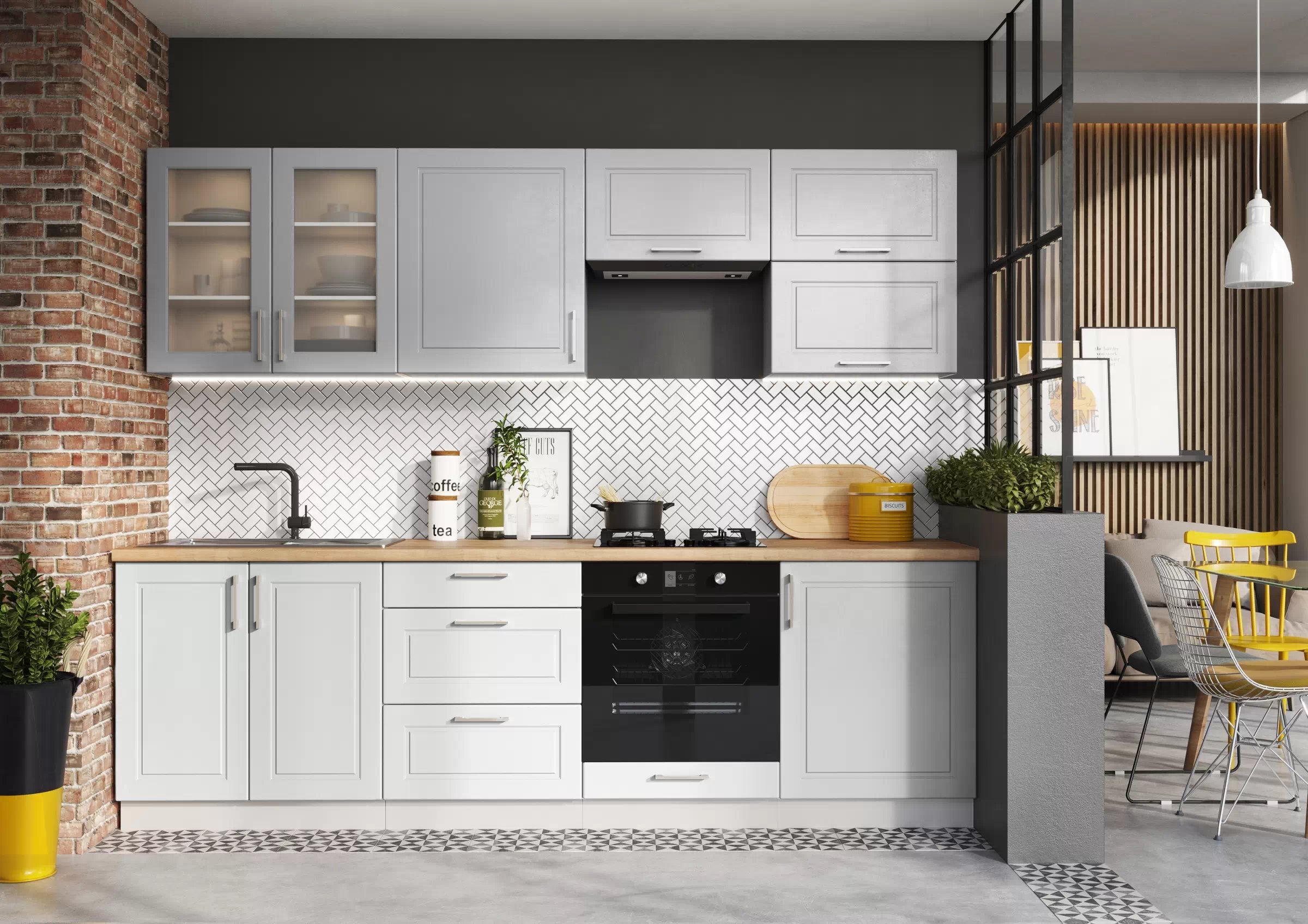 Kuchyňská sestava Natalia 260 cm s DK60 - šedý mat Komplet nábytku kuchennych Natalia 260cm z DK60 - šedá mat