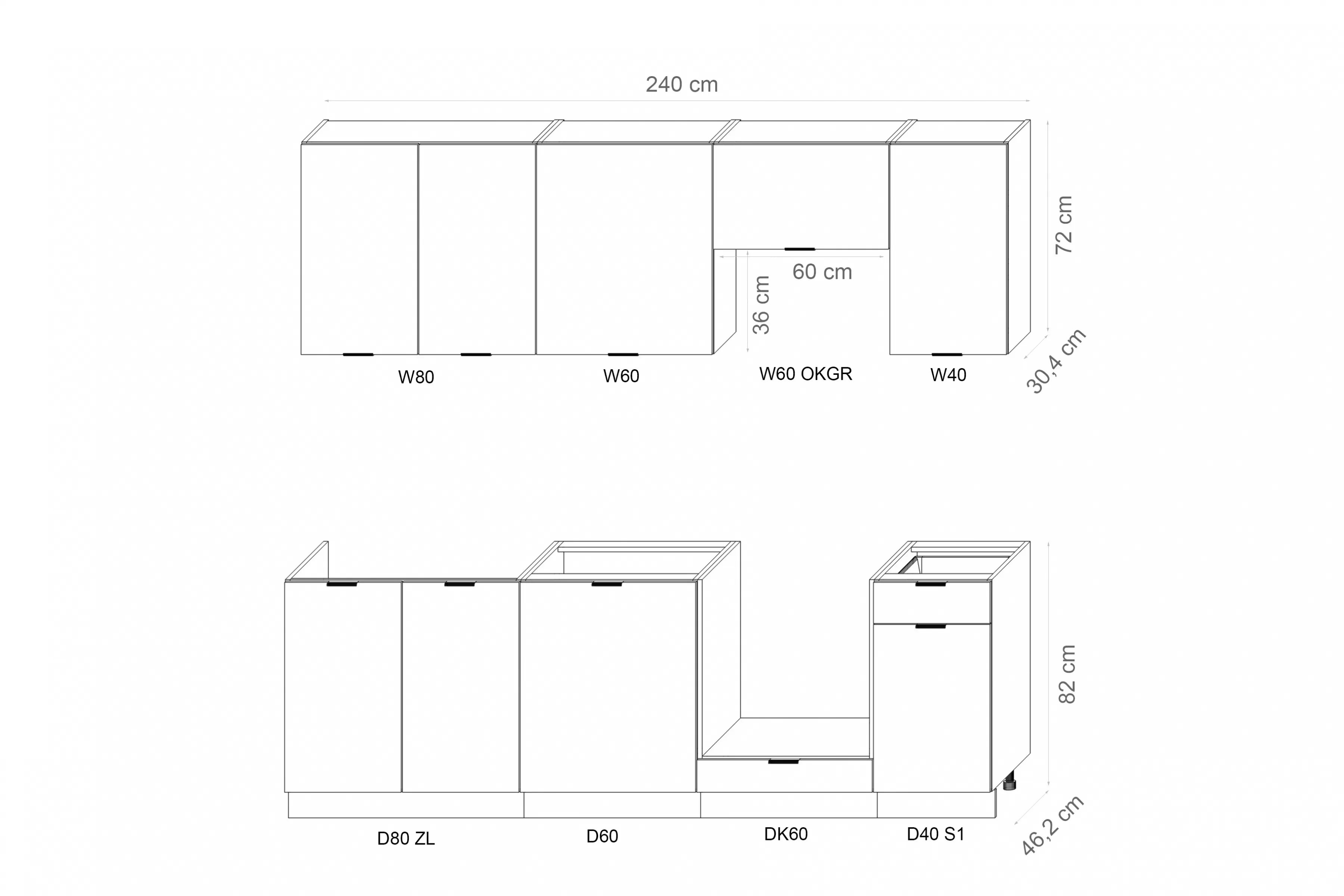 Kuchynská linka Sonja 240cm - Béžová Pieskový Komplet nábytku kuchynského Sonja 240cm - Béžová Pieskový