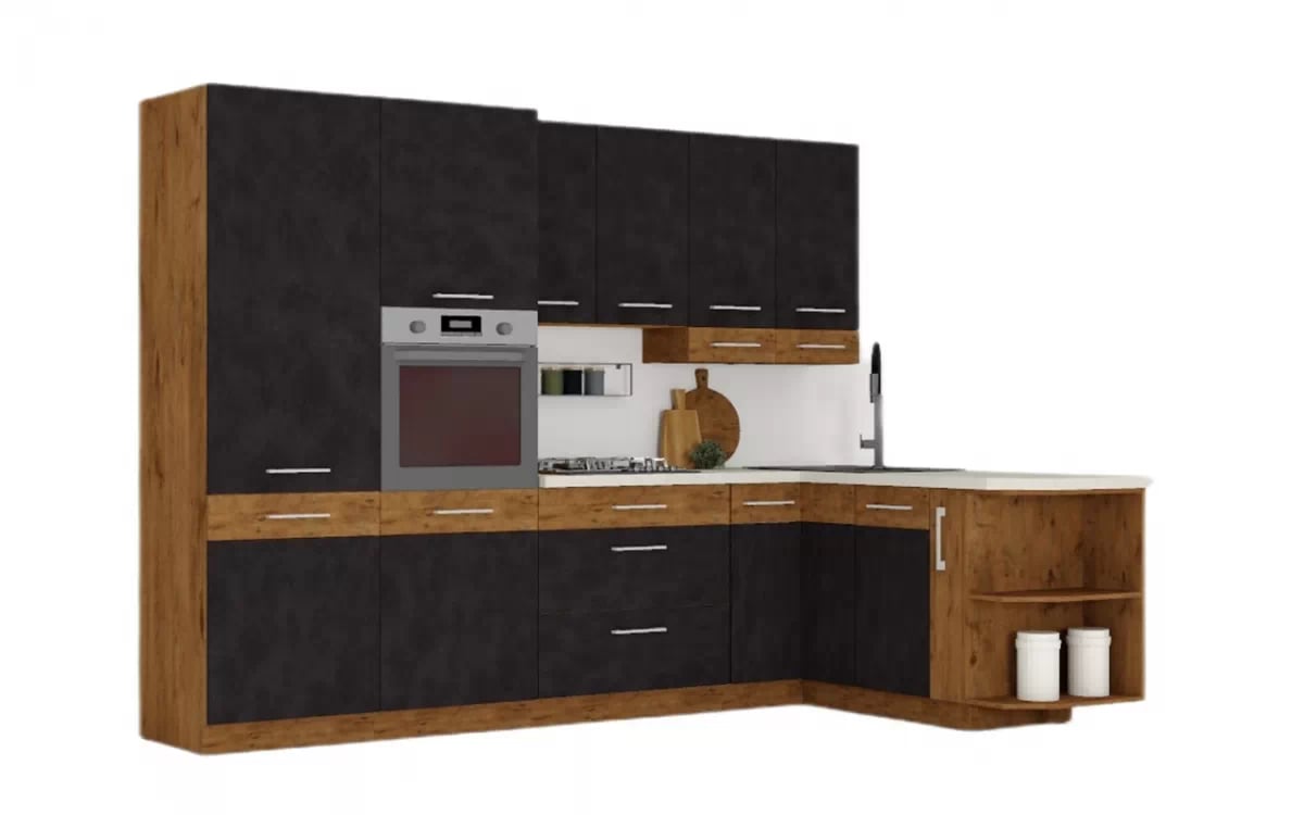 Komplet nábytku kuchynského Vindigo Bolt 290x175cm - Dub lancelot / matera šedý Komplet nábytku kuchynského Vindigo Bolt 290x175cm - Dub lancelot / matera šedý