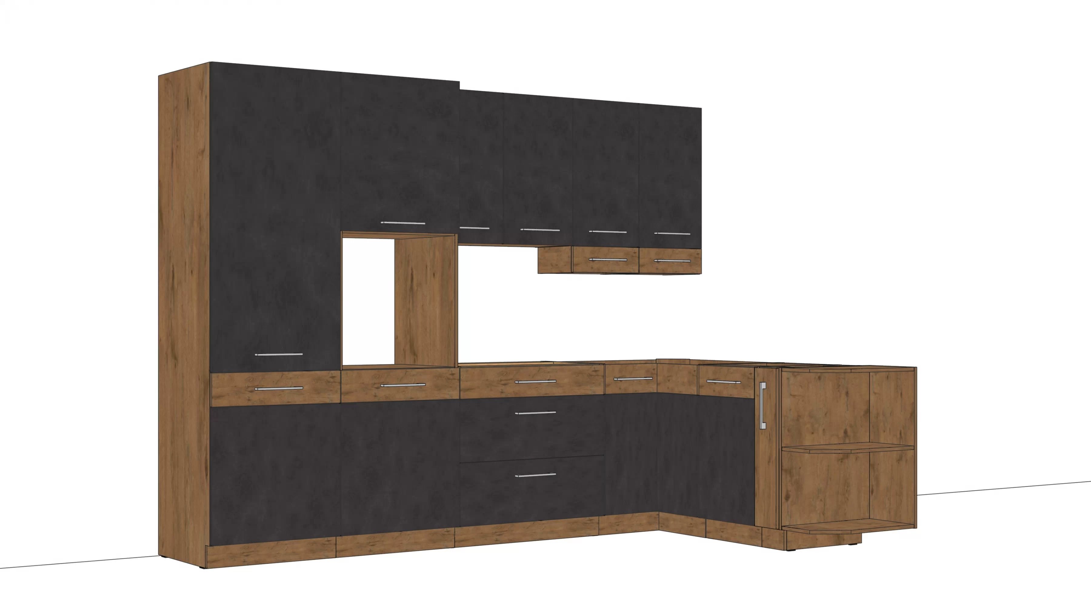 Komplet nábytku kuchynského Vindigo Bolt 290x175cm - Dub lancelot / matera šedý Komplet nábytku kuchynského Vindigo Bolt 290x175cm - Dub lancelot / matera šedý