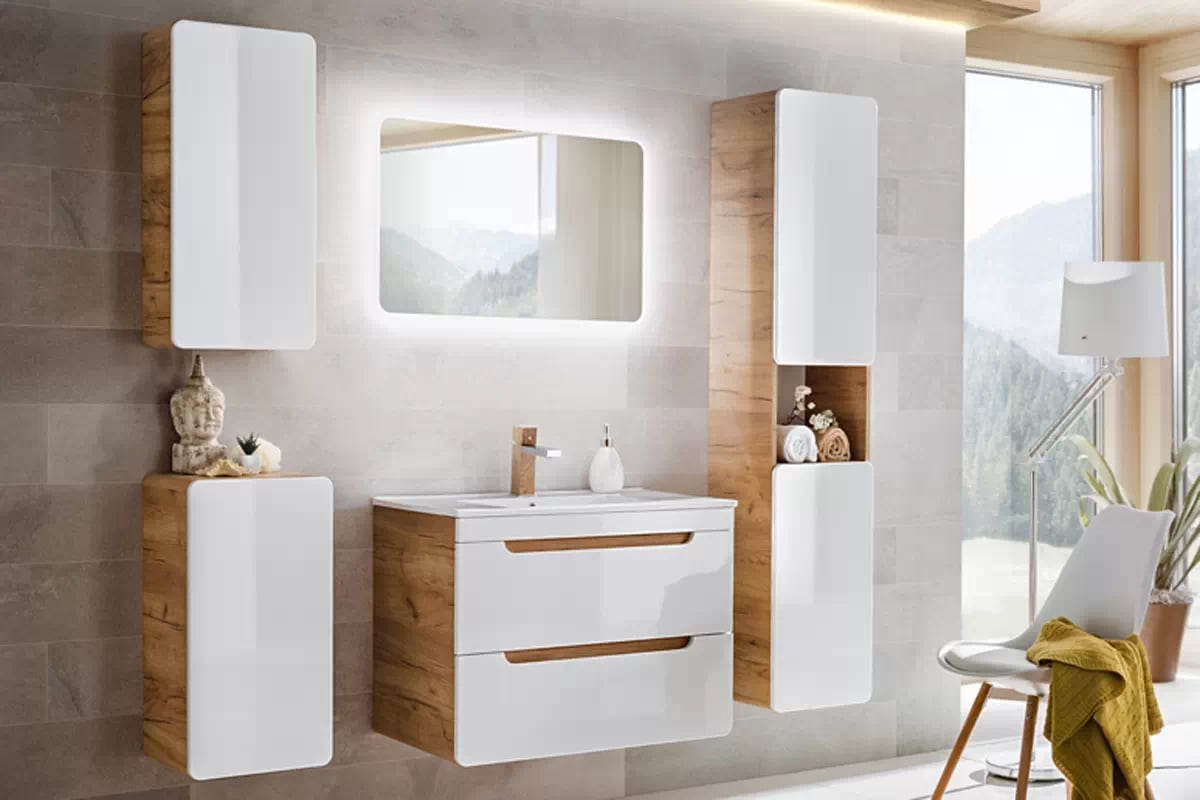 Koupelnová sestava Aruba II - bílý lesk / dub craft zlatý wiszace Nábytek lazienkowe aruba 