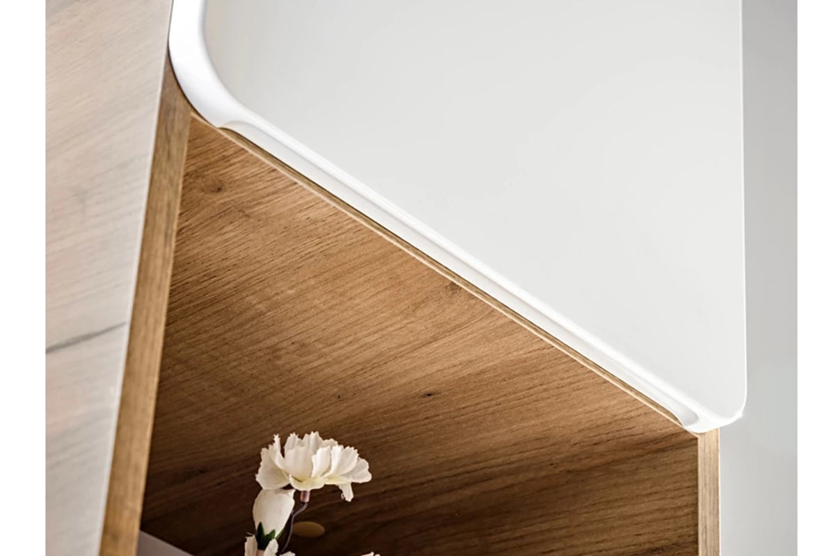 Koupelnová sestava Aruba II - bílý lesk / dub craft zlatý Skříňka aruba z zaokraglonymi bokami 