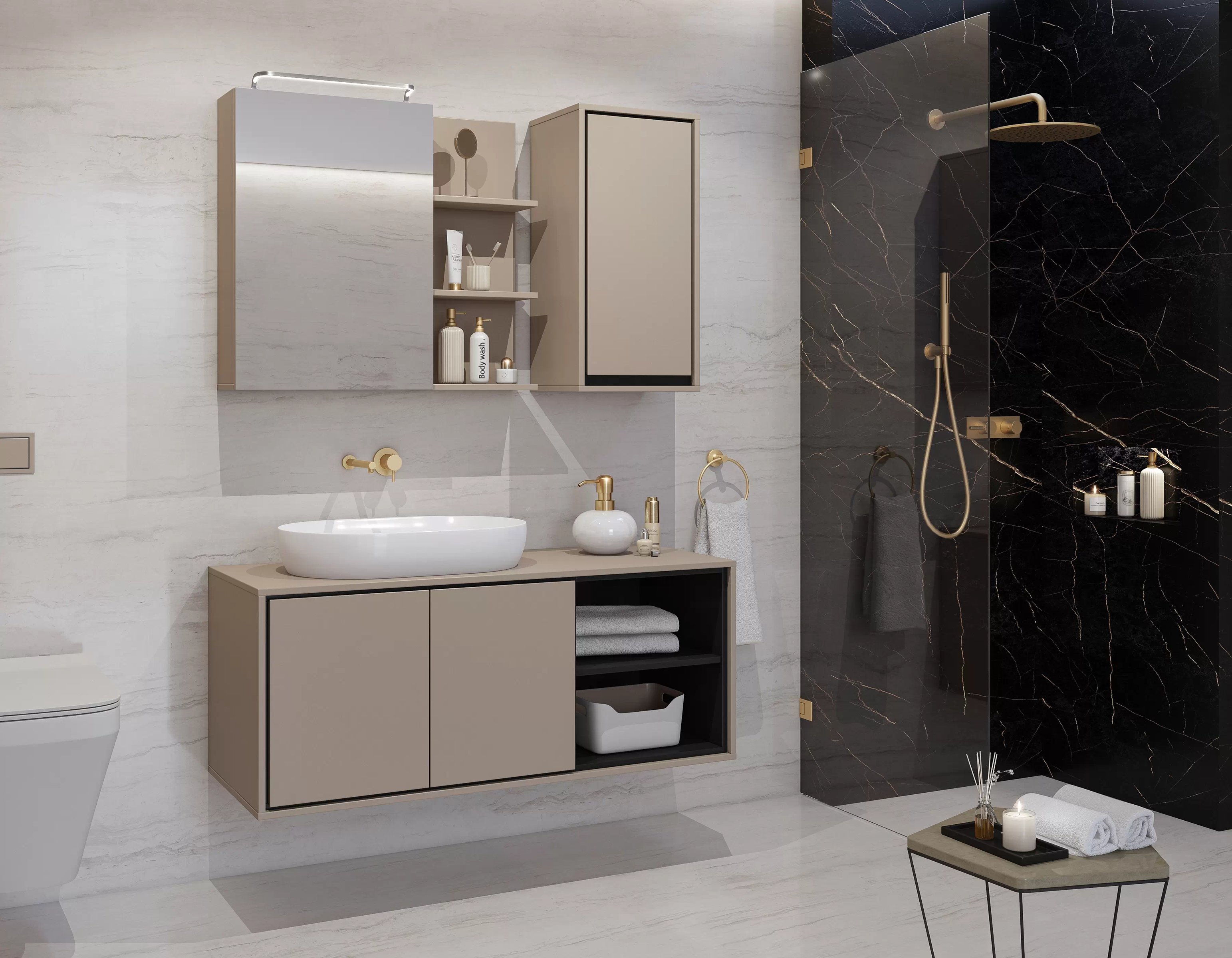 Kúpeľňový nábytok Irvine - congo / čierna Komplet nábytku lazienkowych Irvine - congo / Čierny