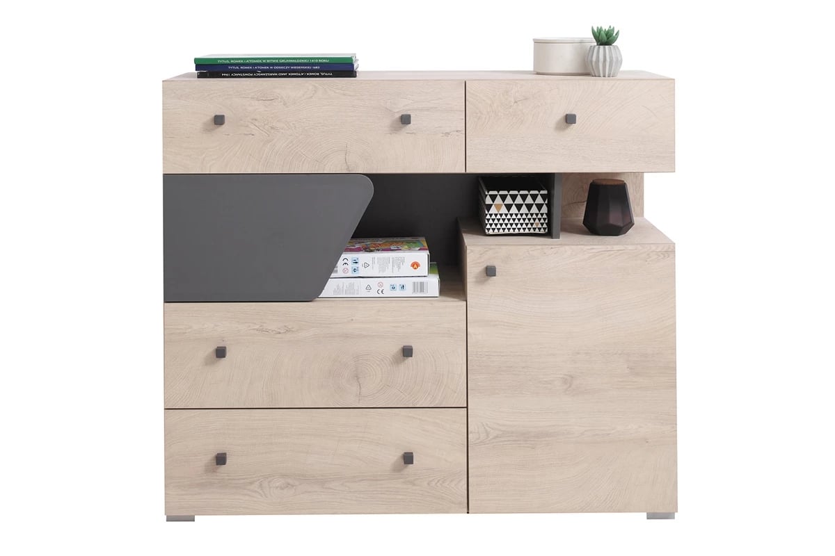 Detská izba Ciljo I - dub / antracytová Komoda dvojdverová  Delta DL11