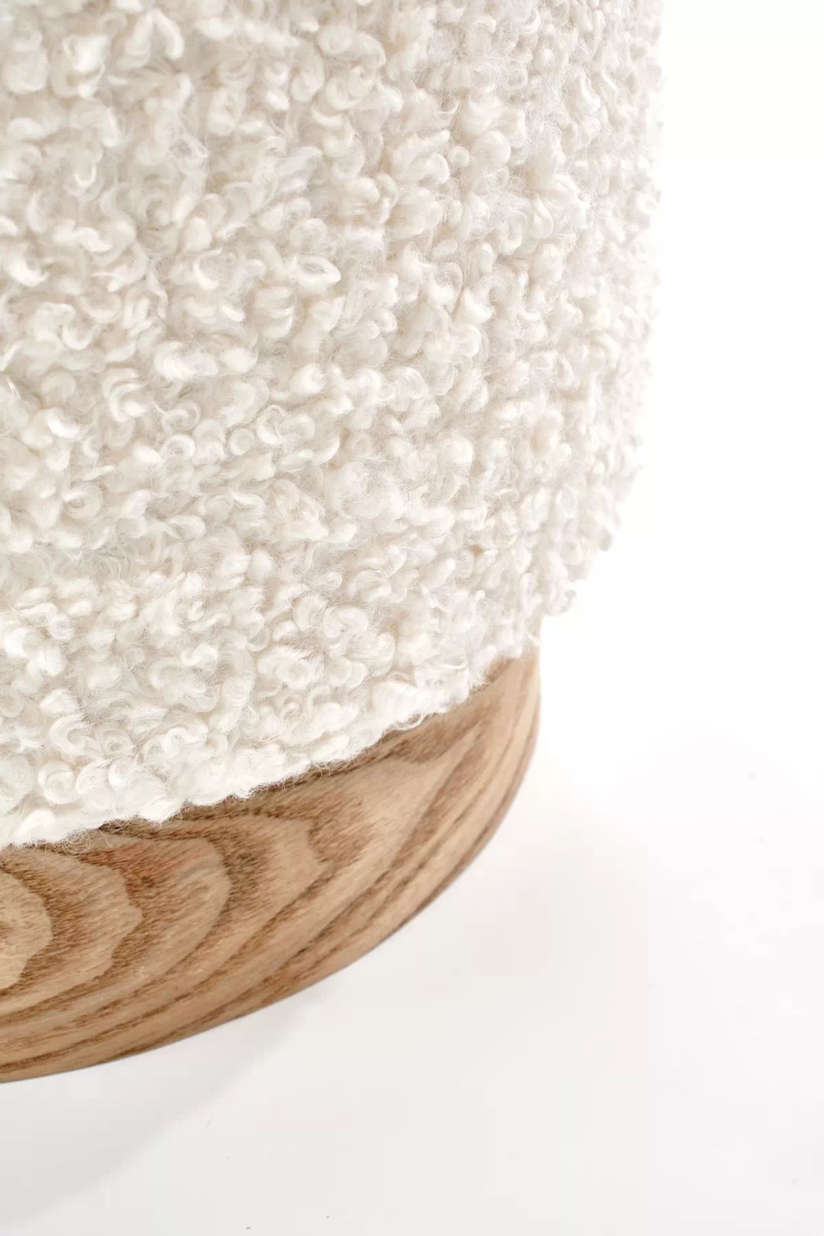 Sada pufů Cancun - krémová / přírodní dřevo Komplet puf cancun - Krémový / přírodní