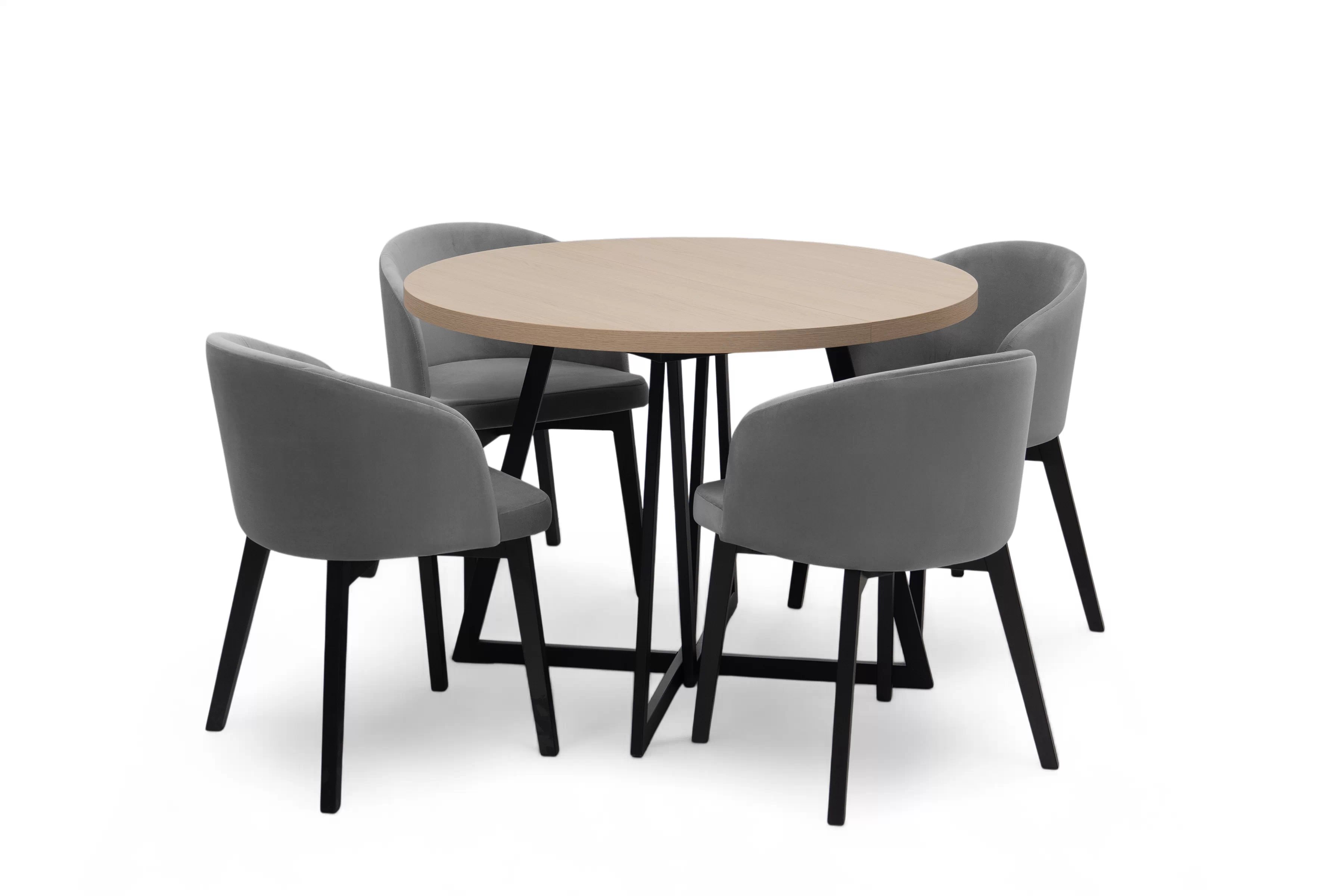 Rozkladací stôl Cedrus 95/150 cm a 4 stoličky Nerevio - dub vinceza / sivá Komplet Stôl rozkladany Cedrus 95/150 cm + 4 Stoličky Nerevio - Dub vinceza / šedý