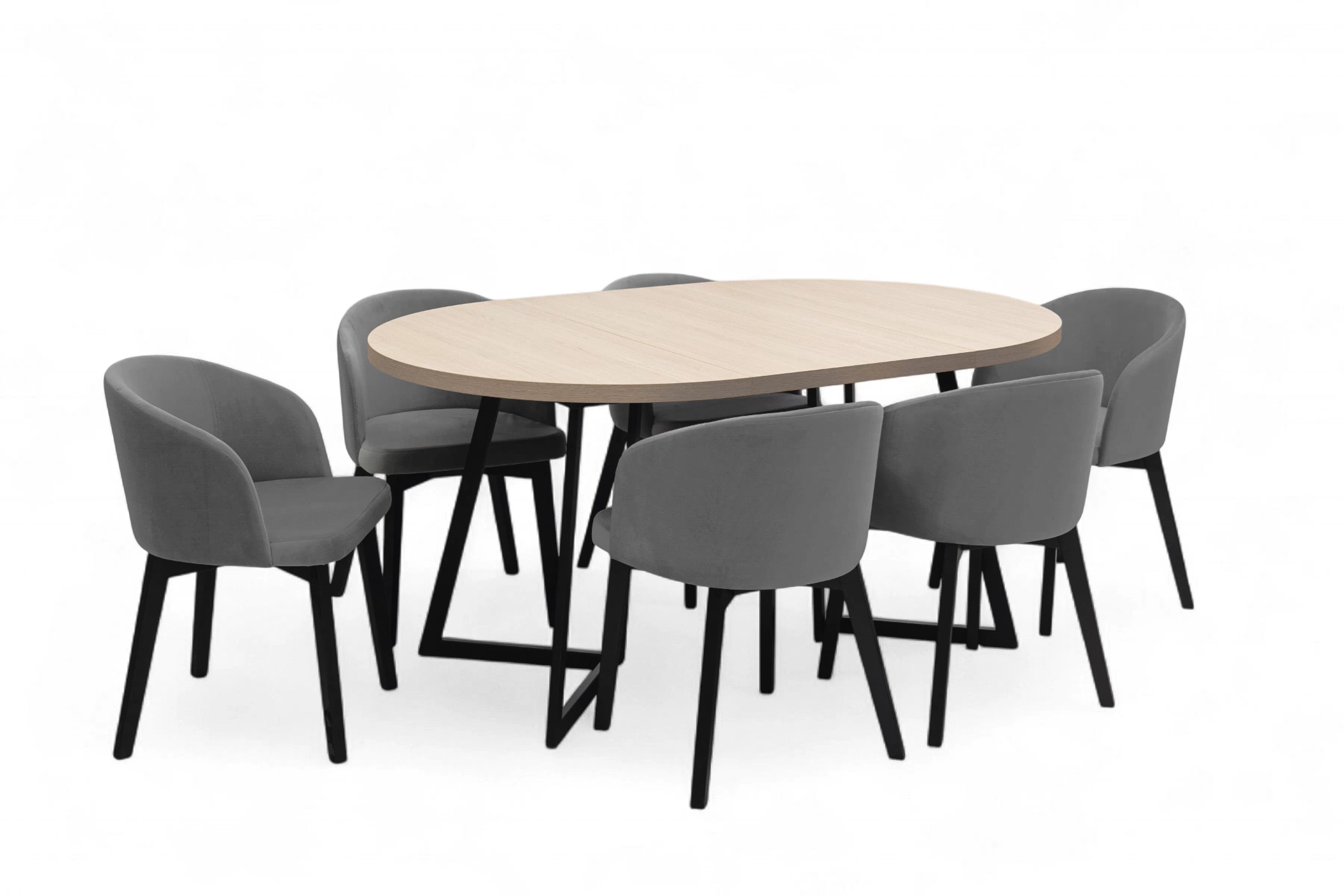 Rozkladací stôl Cedrus 95/150 cm a 4 stoličky Nerevio - dub vinceza / sivá Komplet Stôl rozkladany Cedrus 95/150 cm + 4 Stoličky Nerevio - Dub vinceza / šedý