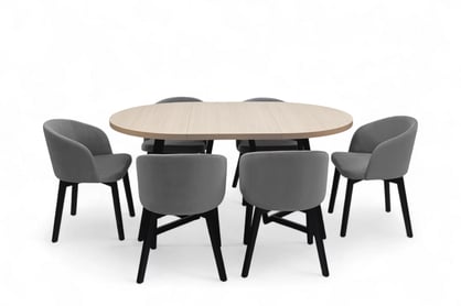 Jedálenský set Cedrus 95/150 cm + 4 stoličky Nerevio - dub vinceza / sivá Komplet Stôl rozkladany Cedrus 95/150 cm + 4 Stoličky Nerevio - Dub vinceza / šedý