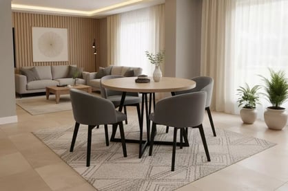 Rozkladací stôl Cedrus 95/150 cm a 4 stoličky Nerevio - dub vinceza / sivá