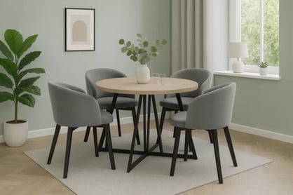 Jedálenský set Cedrus 95/150 cm + 4 stoličky Nerevio - dub vinceza / sivá Komplet Stôl rozkladany Cedrus 95/150 cm + 4 Stoličky Nerevio - Dub vinceza / šedý