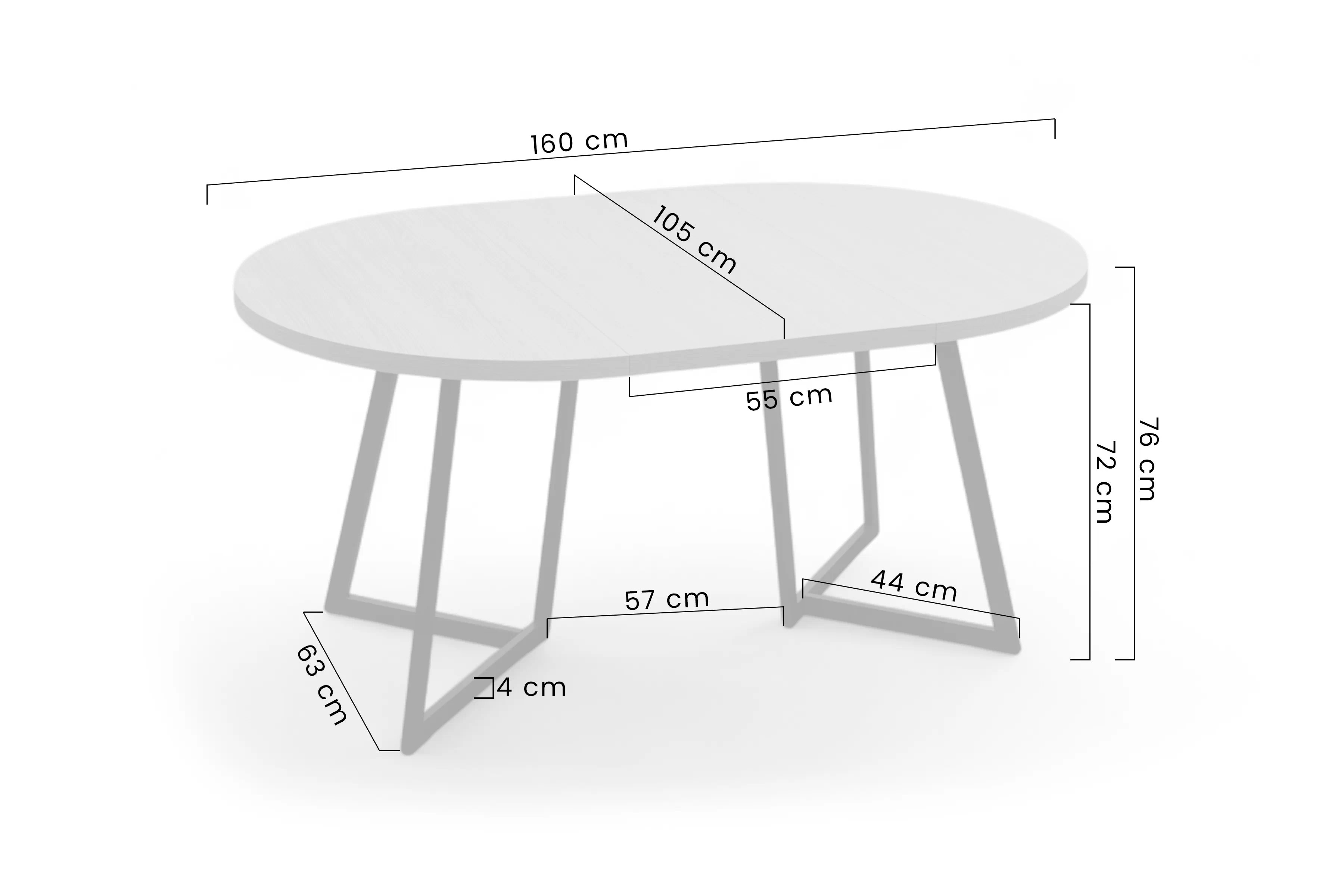 Rozkladací stôl Cedrus Rozeta 105/160 cm a 4 stoličky Nerevio - dub belmont čierny / sivý Komplet Stôl rozkladany Cedrus Rozeta 105/160 cm + 4 Stoličky Nerevio - Dub belmont Čierny / šedý