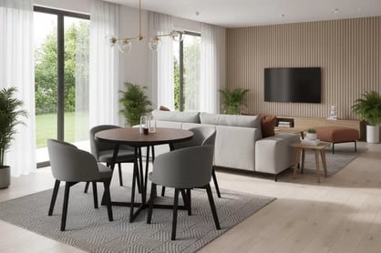 Rozkladací stôl Cedrus Rozeta 105/160 cm a 4 stoličky Nerevio - dub estana čierny / sivý