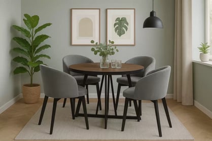 Jedálenský set Cedrus Rozeta 95/150 cm + 4 stoličky Nerevio - dub belmont čierny / sivá Komplet Stôl rozkladany Cedrus Rozeta 95/150 cm + 4 Stoličky Nerevio - Dub belmont Čierny / šedý