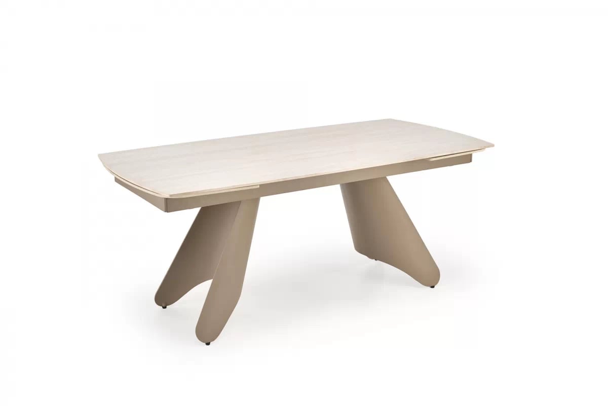 Rozkladací stôl Tavero a 4 otočné stoličky Iverto - travertín / kašmír / béžová Komplet Stôl rozkladany Tavero traweryn / kašmír + 4 Stoličky otočna Iverto bezowe