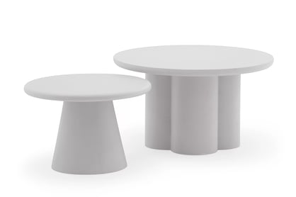 Kávový stolík Clav 60 cm a Cylindus 80 cm - svetlošedý