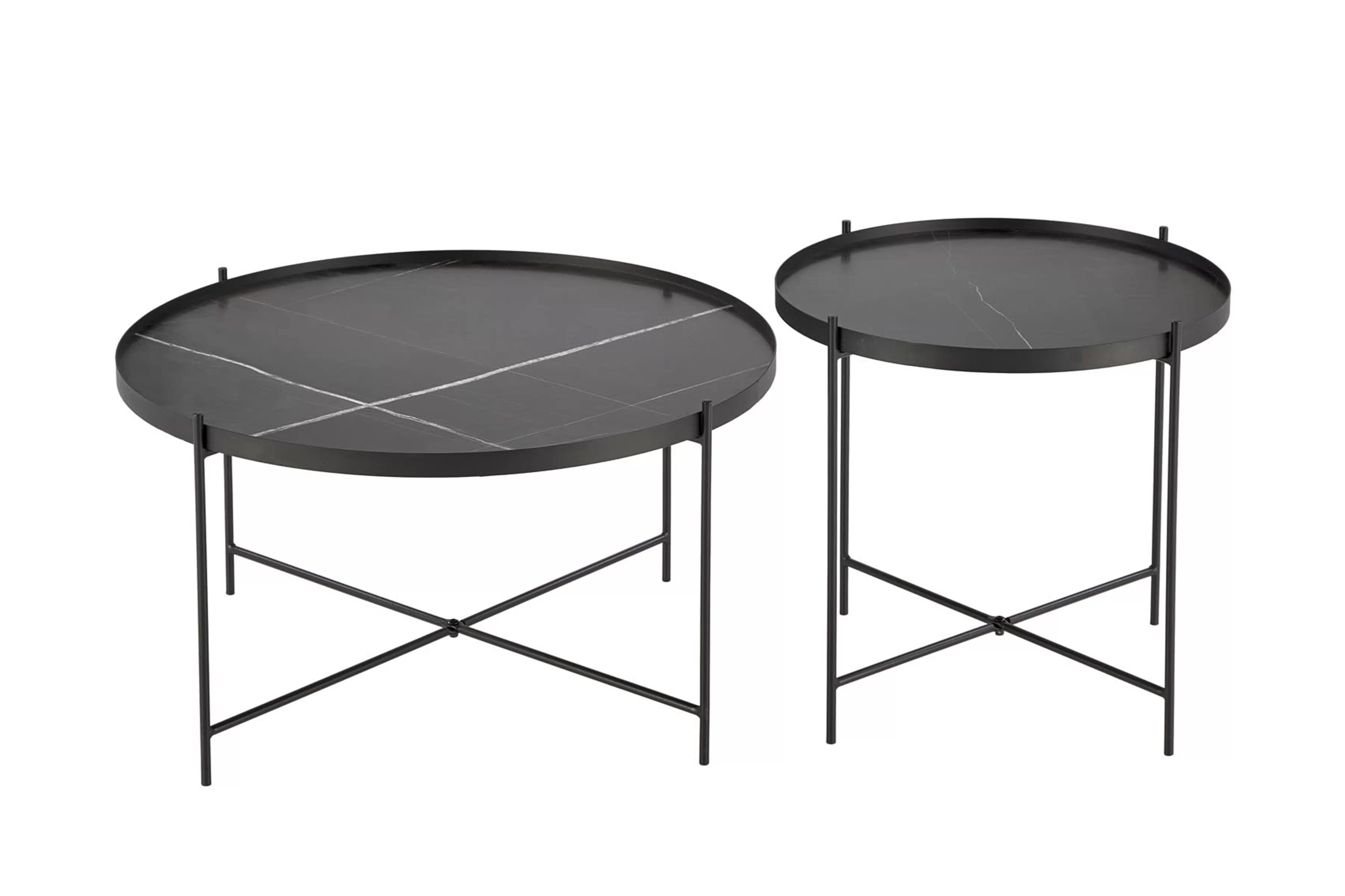 Súprava konferenčných stolíkov Mensa - čierny mramor Komplet Stolíkow kawowych Mensa - Čierny mramor