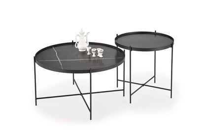 Súprava konferenčných stolíkov Mensa - čierny mramor Komplet Stolíkow kawowych Mensa - Čierny mramor